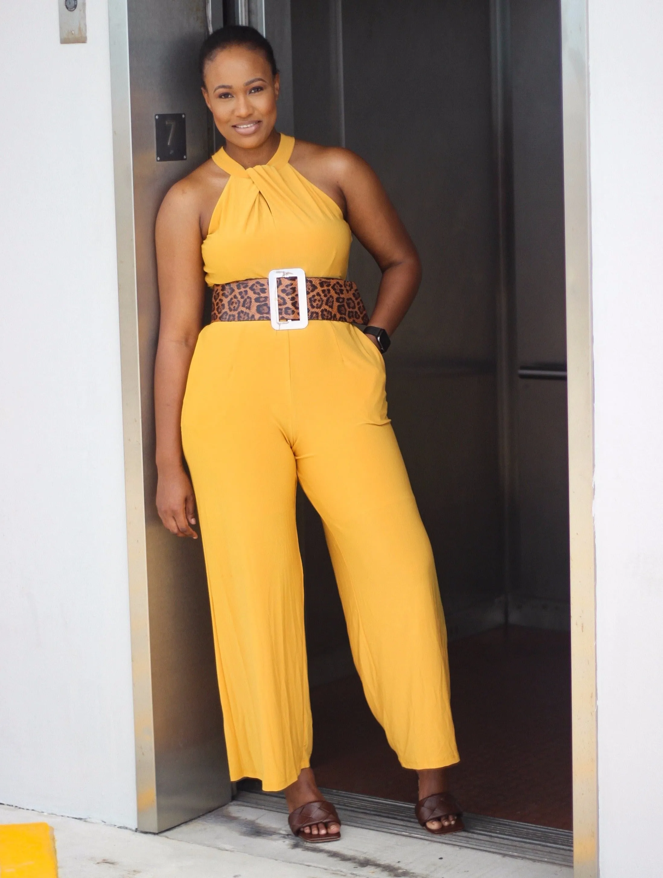 Take Me Out Jumpsuit-Mustard