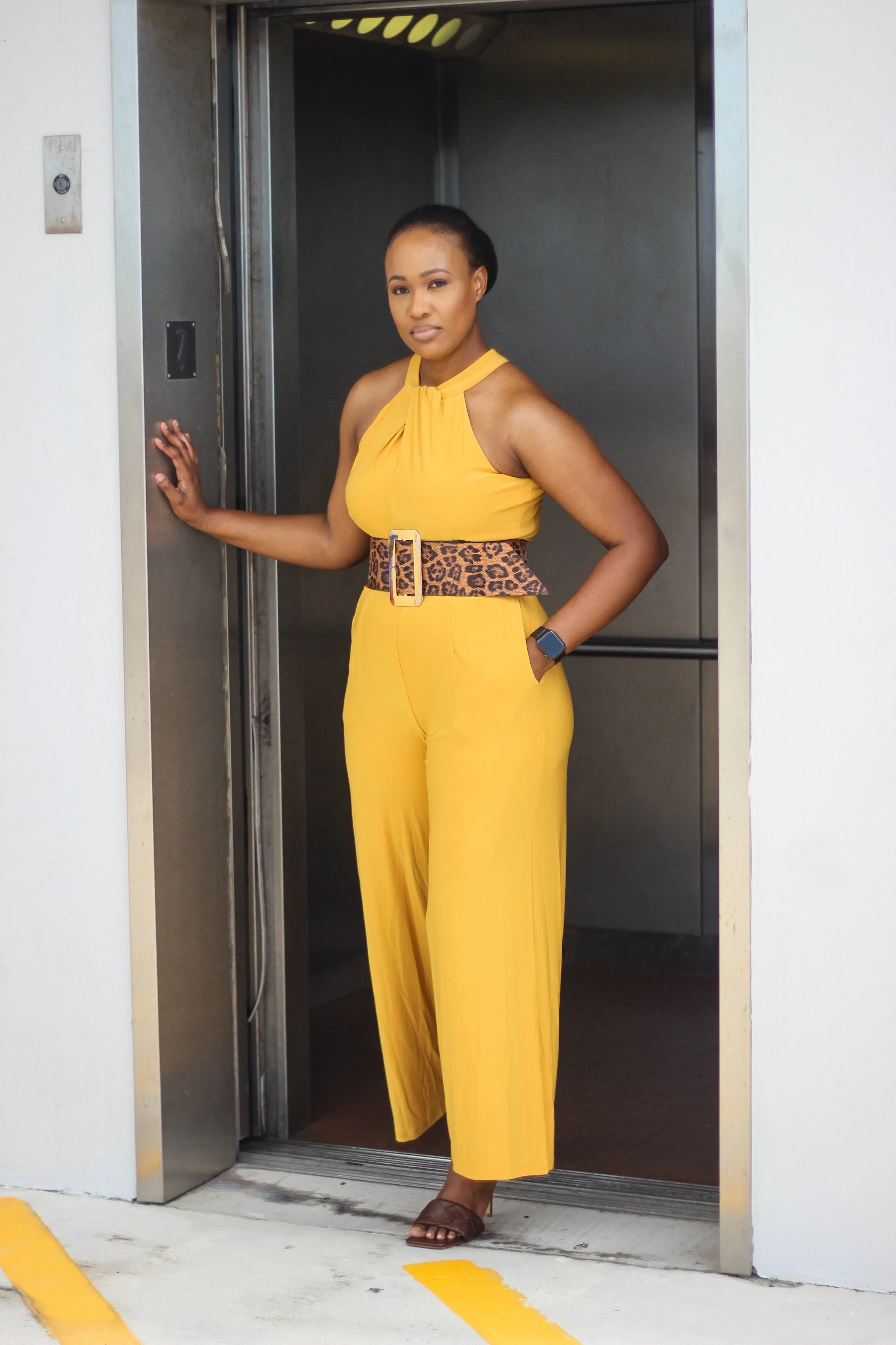 Take Me Out Jumpsuit-Mustard