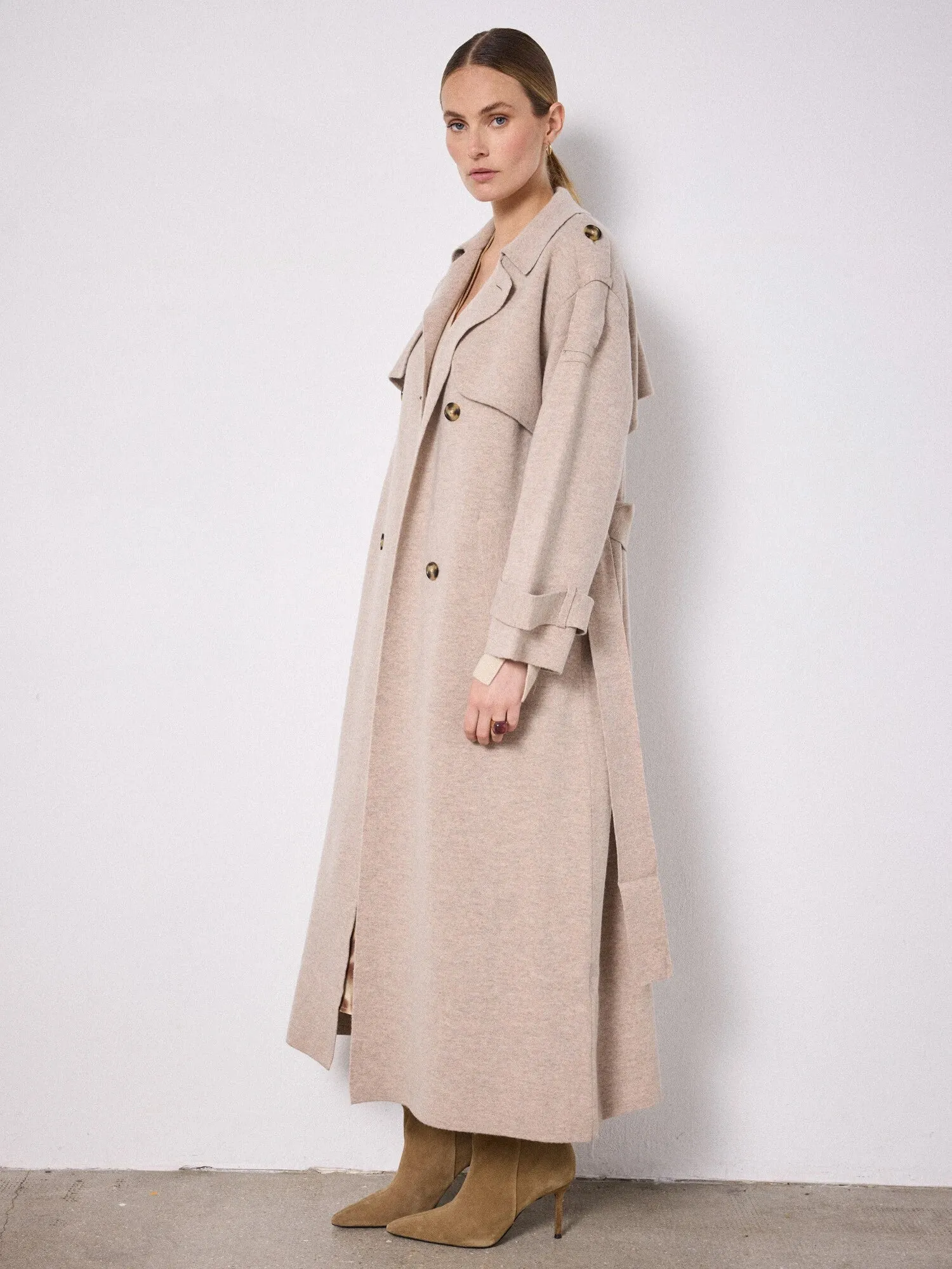 Talia Knitted Trench Terre Fumee