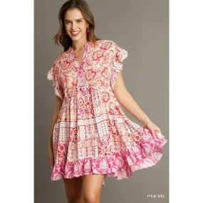 Talum Treat Floral Flutter Sleeve Shift Dress