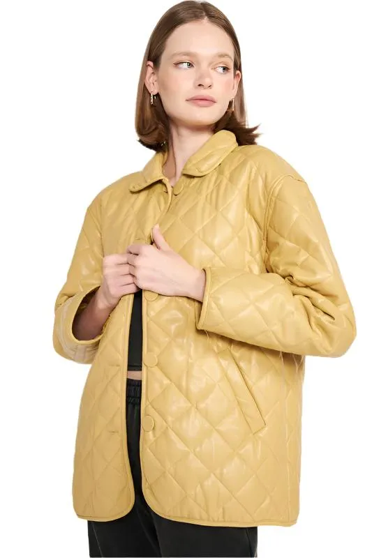 TEEK - QUILTED MUSTARD BUTTON DOWN JACKET