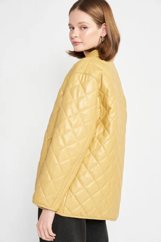 TEEK - QUILTED MUSTARD BUTTON DOWN JACKET