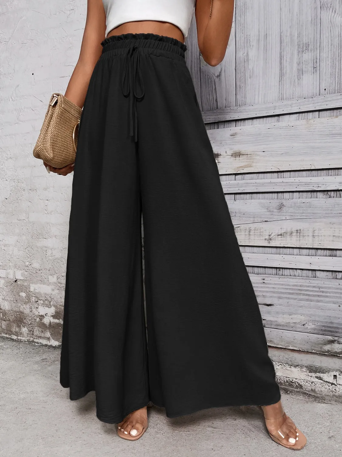 TEEK - Tied High Waist Wide Leg Pants