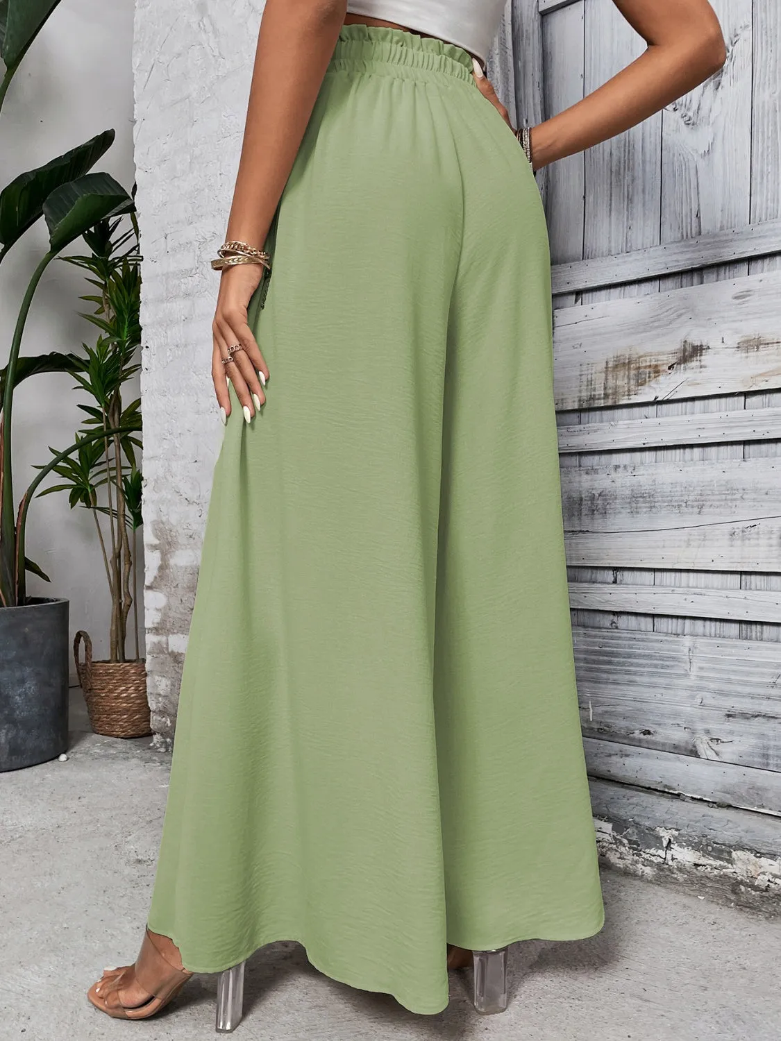 TEEK - Tied High Waist Wide Leg Pants