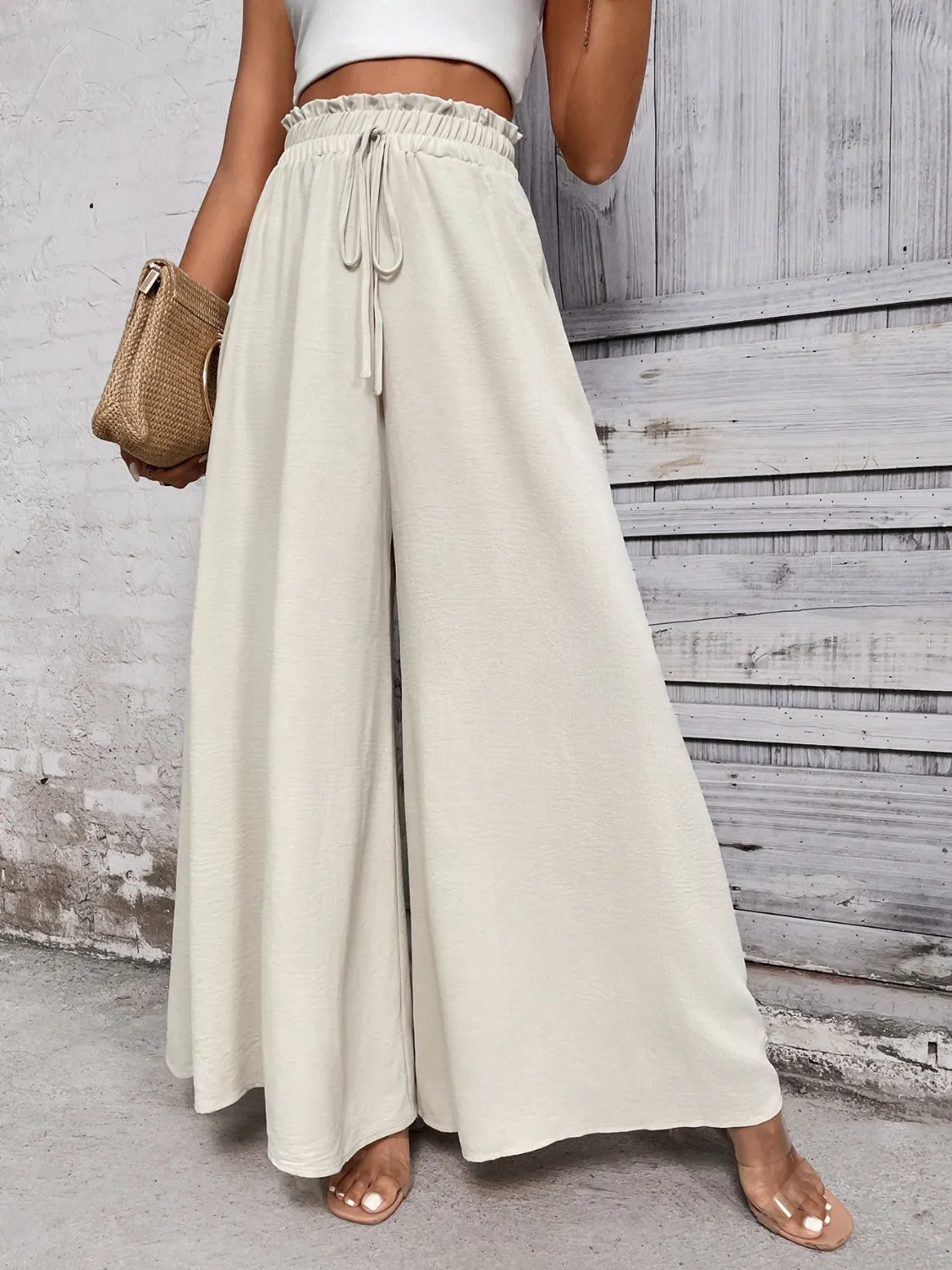 TEEK - Tied High Waist Wide Leg Pants