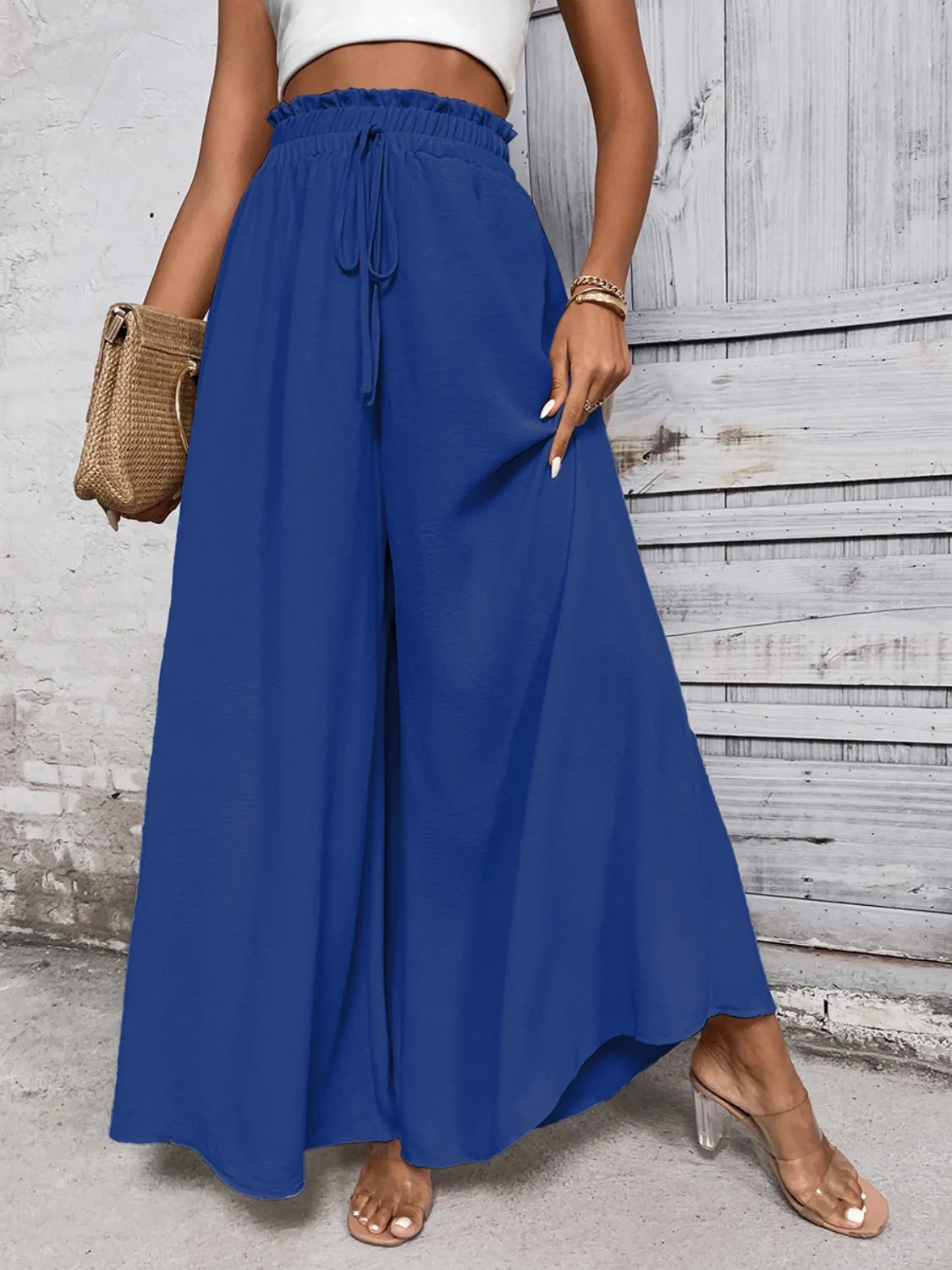 TEEK - Tied High Waist Wide Leg Pants