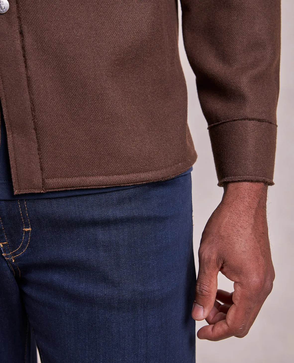 The Kiefer - Wool x Nylon Shirt Jacket - Mocha