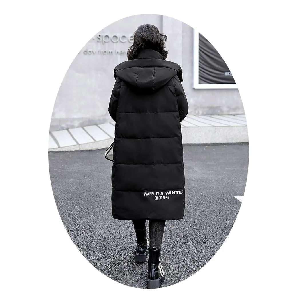 Thickened Knee-Length Hooded Puffer Coat