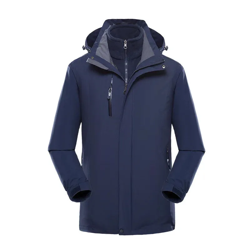 Three-in-one Two-piece Autumn Winter Warm Thickened Waterproof Jakcet Windproof Outdoor Hiking Clothes Men's Women's Coats