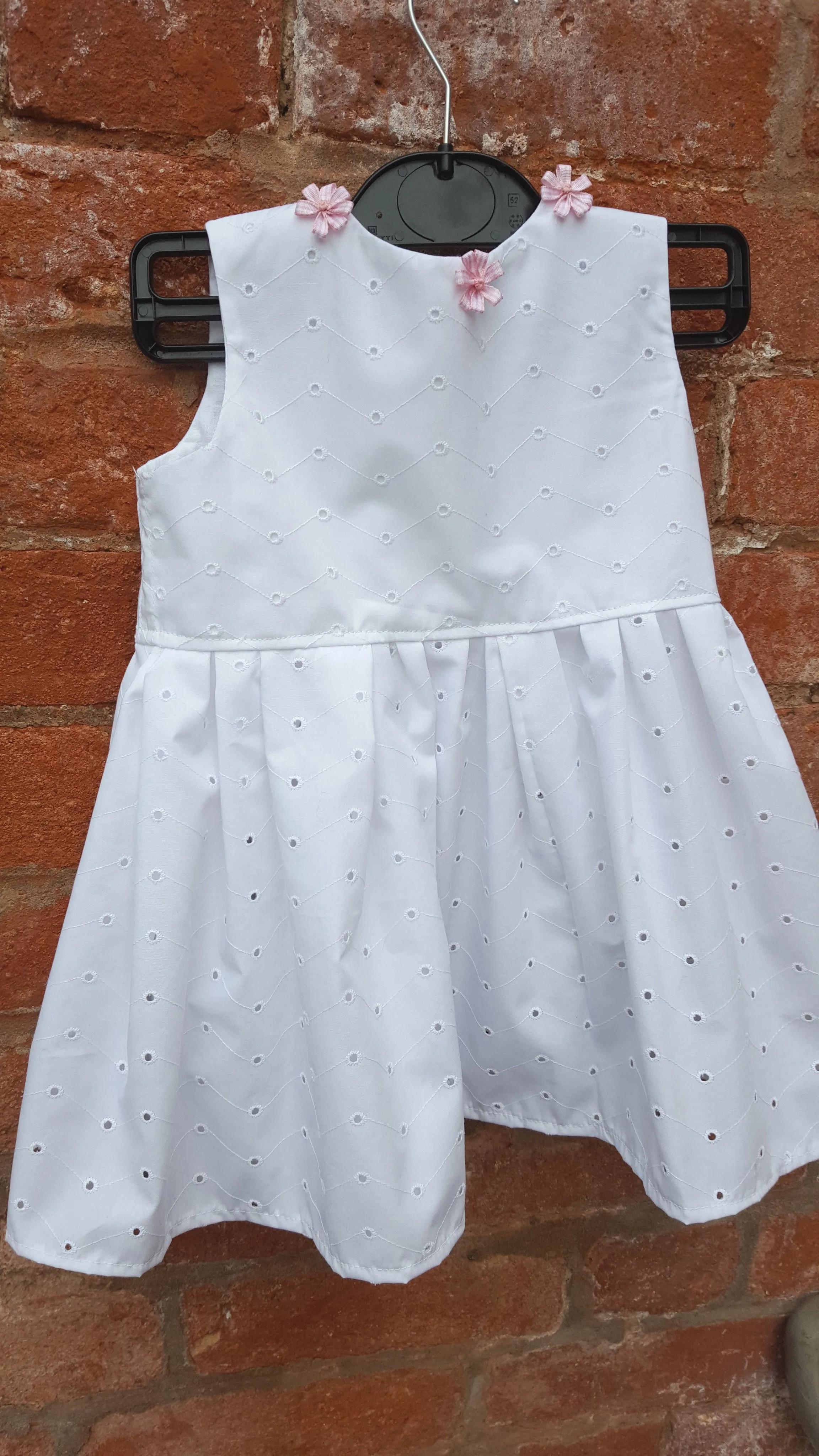 Toddler dress in white broderie anglaise to fit age 2 to 3