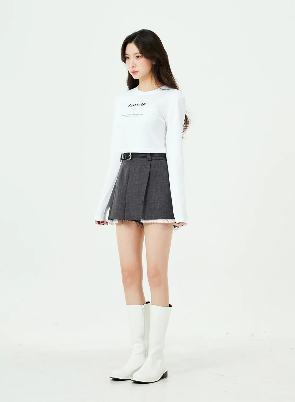 Torn Hem Shorts with Belt BS02