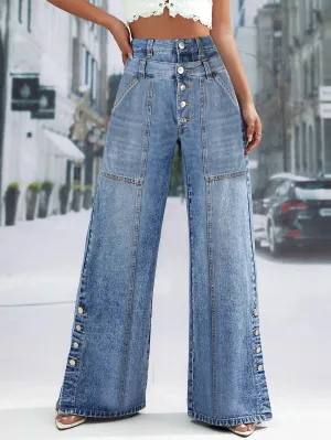 Trendy High Waist Wide Leg Long Pants