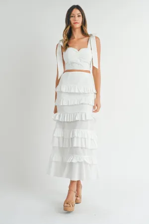 Tube Top And Tiered Ruffle Maxi Skirt Set