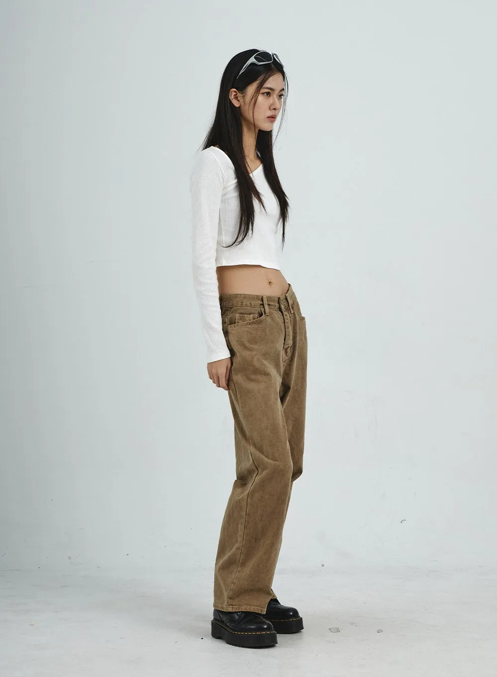 Unbalanced V-Neck Cropped Top CD07