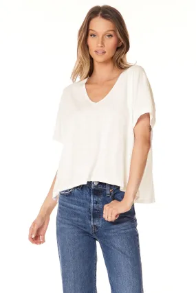 V Neck Boxy Dolman Tee - Parchment