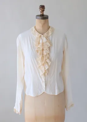 Vintage 1920s Silk and Lace Parisian Blouse