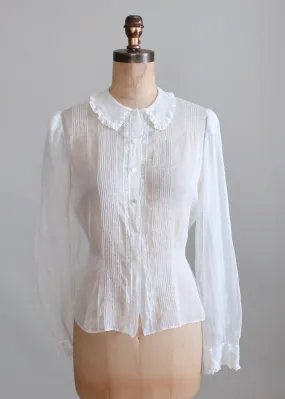 Vintage 1930s Best and Co Sheer Cotton Blouse