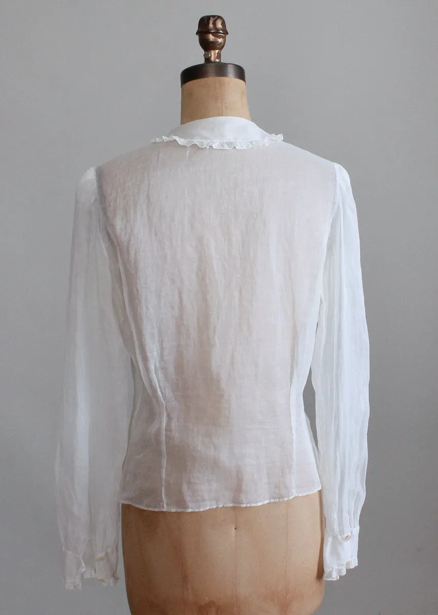 Vintage 1930s Best and Co Sheer Cotton Blouse