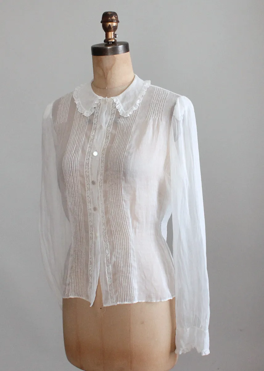 Vintage 1930s Best and Co Sheer Cotton Blouse