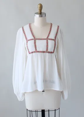 Vintage 1970s Gunne Sax Billowy Sleeves Festival Blouse