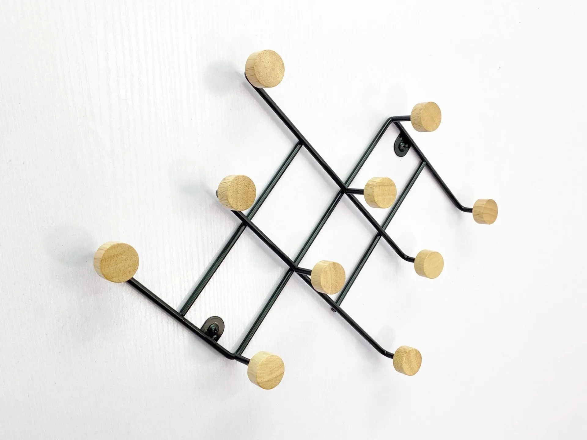 Wall Mounted Coat Rack /Hanger,10 Wooden Hooks