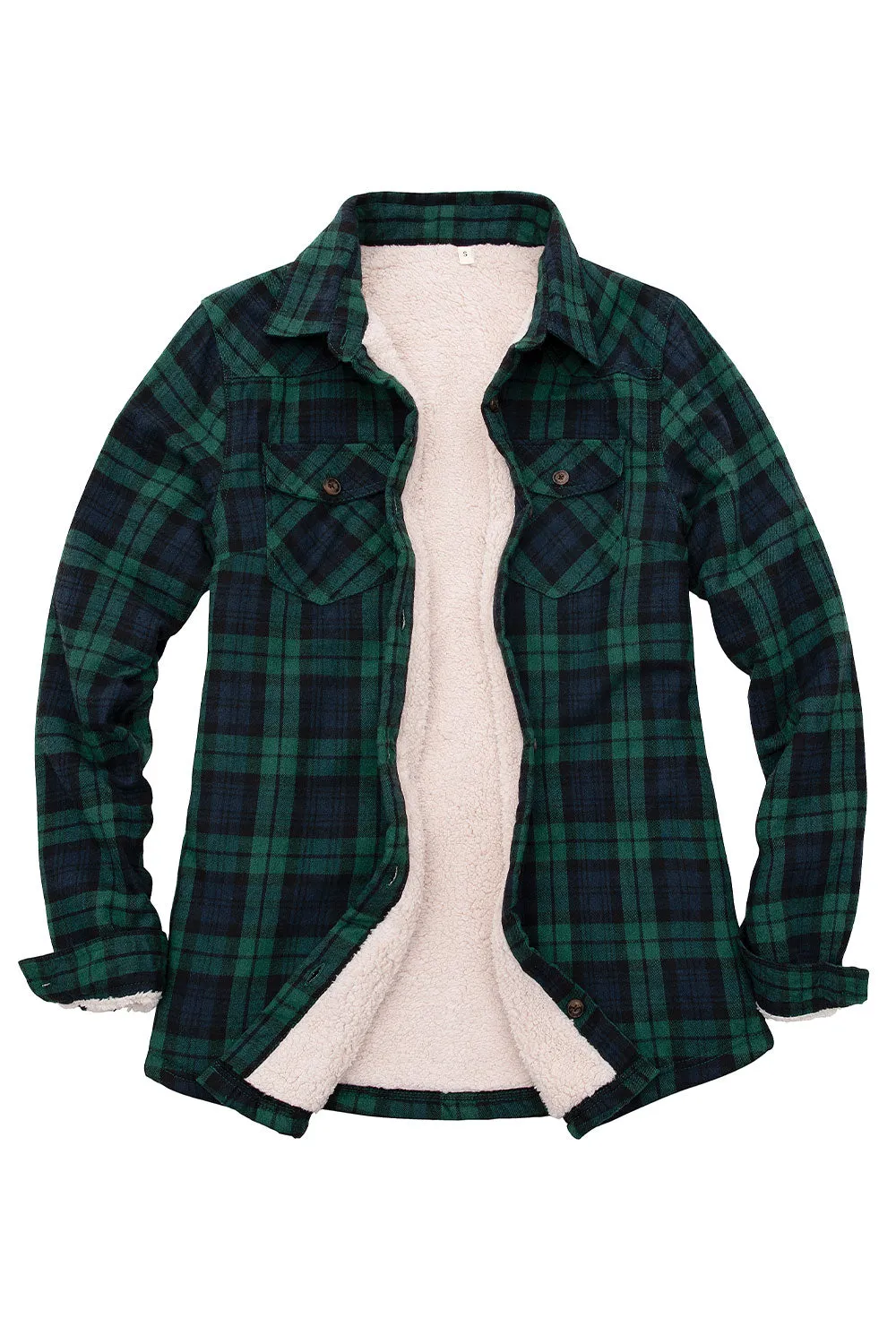 Women's Flannel Shirt Jacket,Sherpa-Lined Plaid