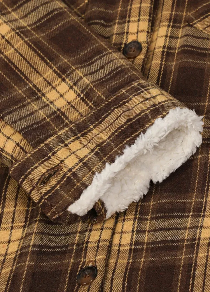 Women's Flannel Shirt Jacket,Sherpa-Lined Plaid