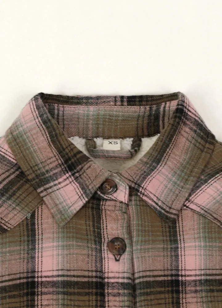 Women's Flannel Shirt Jacket,Sherpa-Lined Plaid