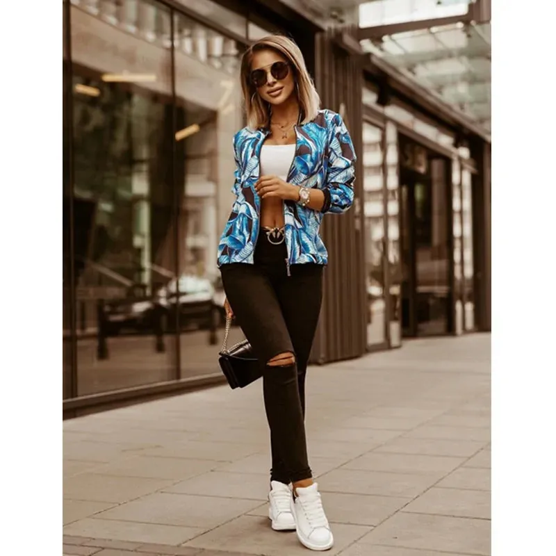 Women's Flower Printed Long Sleeve Jacket