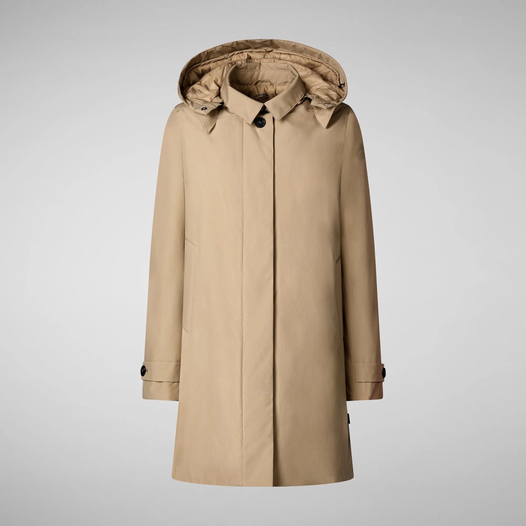 Women's Hooded Raincoat Embie in Stardust Beige