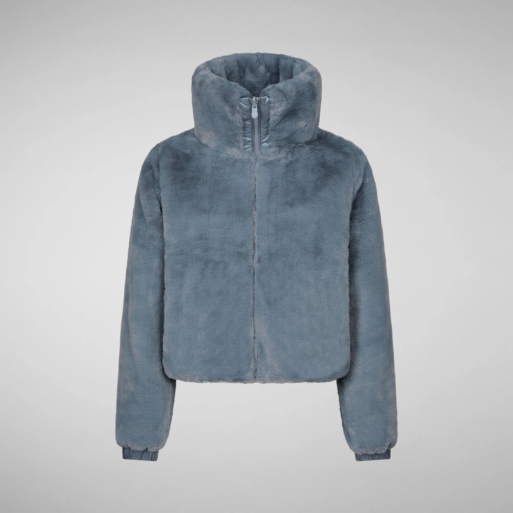 Women's Jeon Reversible Faux Fur Jacket in Blue Fog