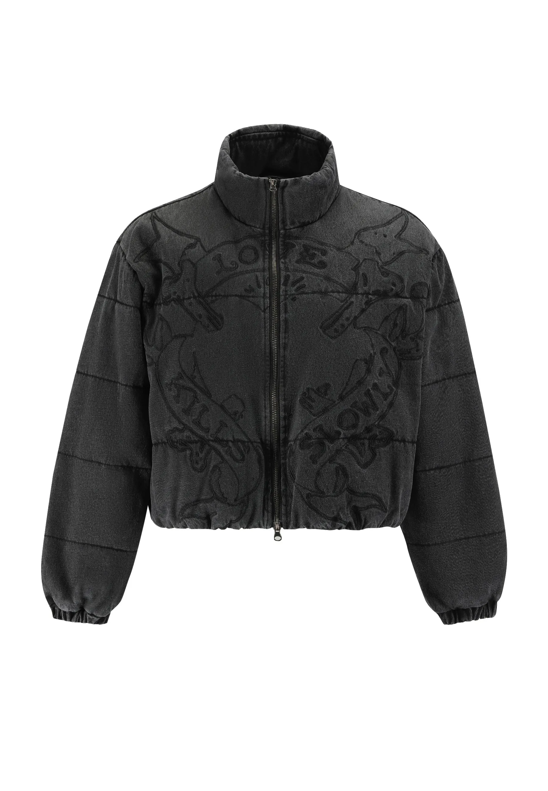 Womens Love Kills Quilted Puffer Jacket - Black