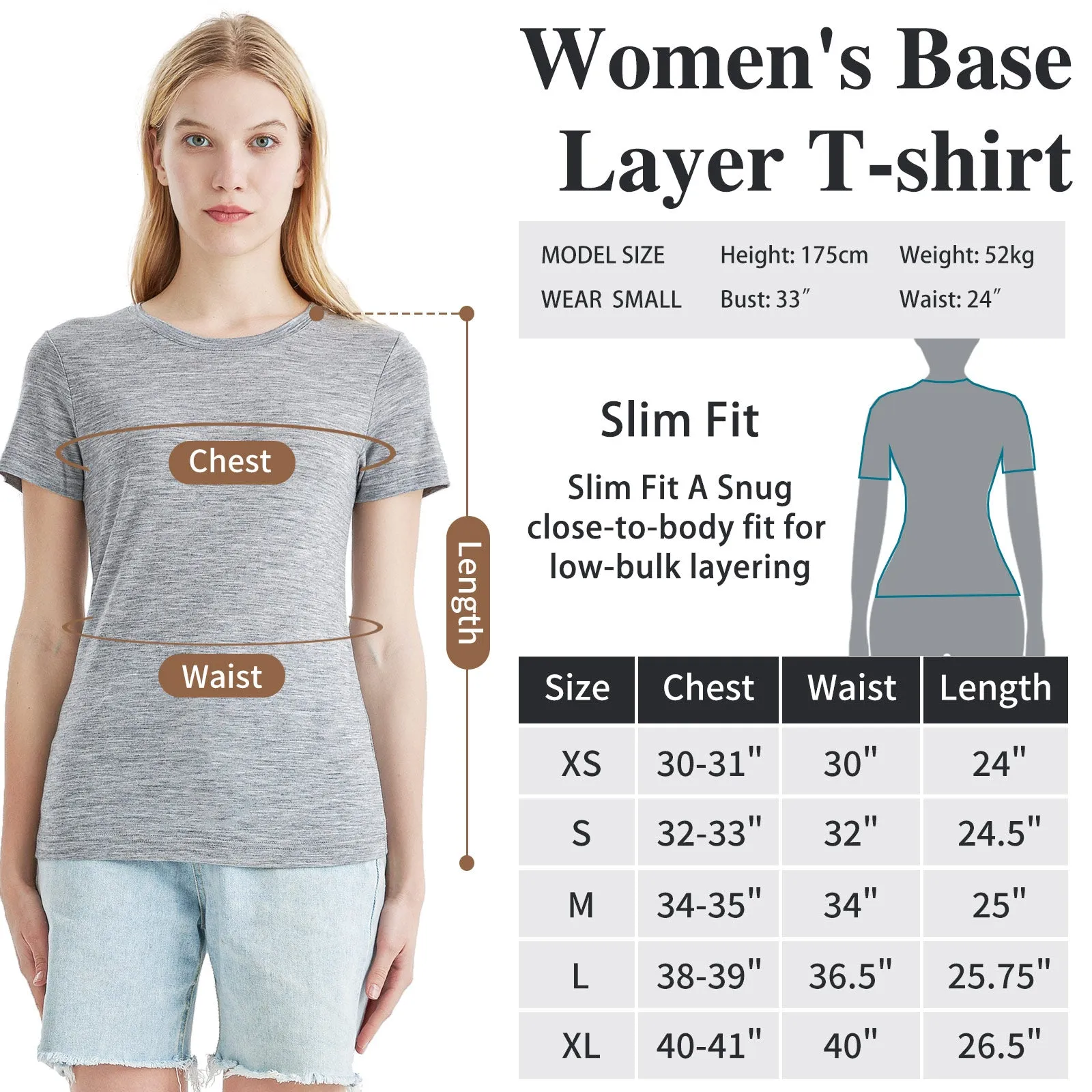 Women's Merino 170g Classic Short Sleeve T-Shirt Ebony Heather