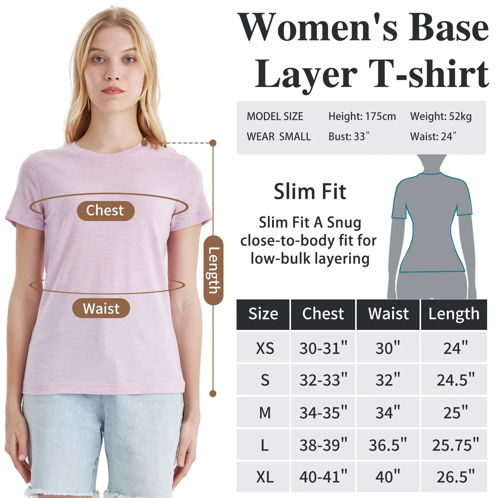 Women's Merino 170g Classic Short Sleeve T-Shirt Pink Heather