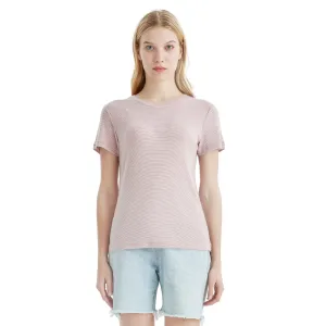 Women's Merino 200g Short Sleeve T-Shirt Pink White Stripes