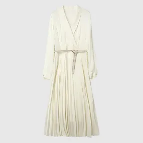 Women's Retro Elegance Silk Pleated Dress