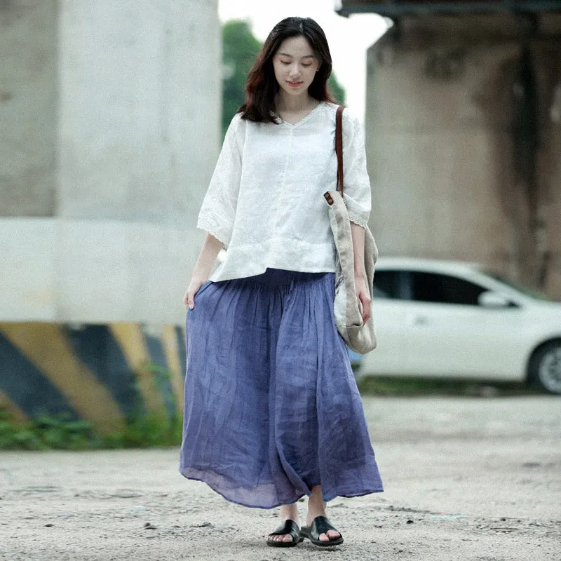 Women's Skirts Summer Linen Skirt  GU98404