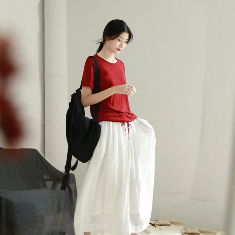 Women's Skirts Summer Linen Skirt  GU98408