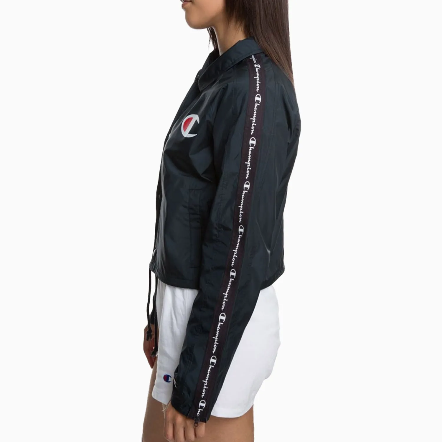 Women's Zipper Tape Cropped Coaches Jacket