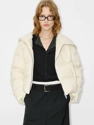 Wool Collar Cropped Down Jacket