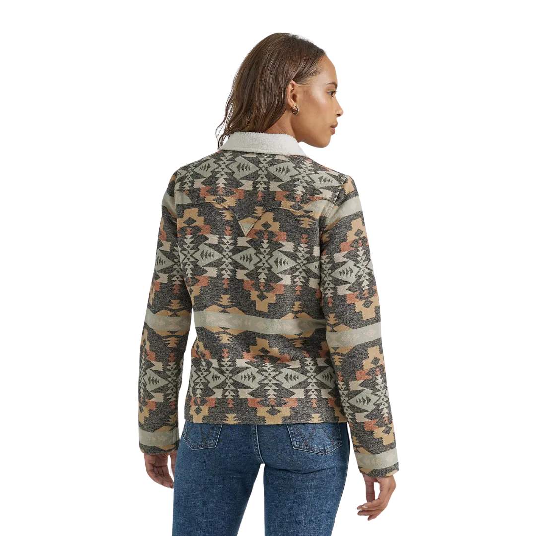 Wrangler Women's Sherpa Lined Southwestern Barn Grey Jacket