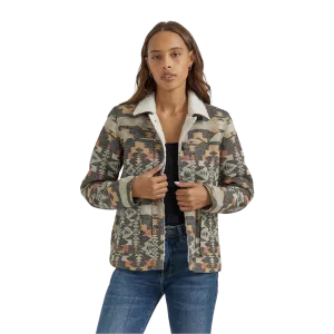 Wrangler Women's Sherpa Lined Southwestern Barn Grey Jacket